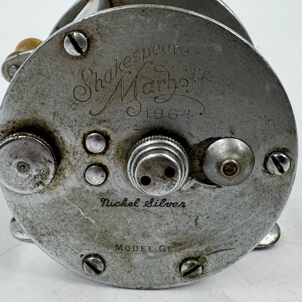 Vintage Shakespeare Marhoff 1964‎ Model GE Fishing Reel Nickel Silver
